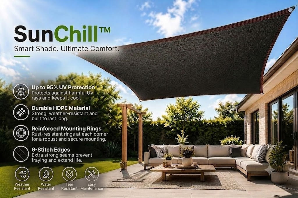 SunChill™ | Premium HDPE Shade Sail for Cool Shade and UV Protection