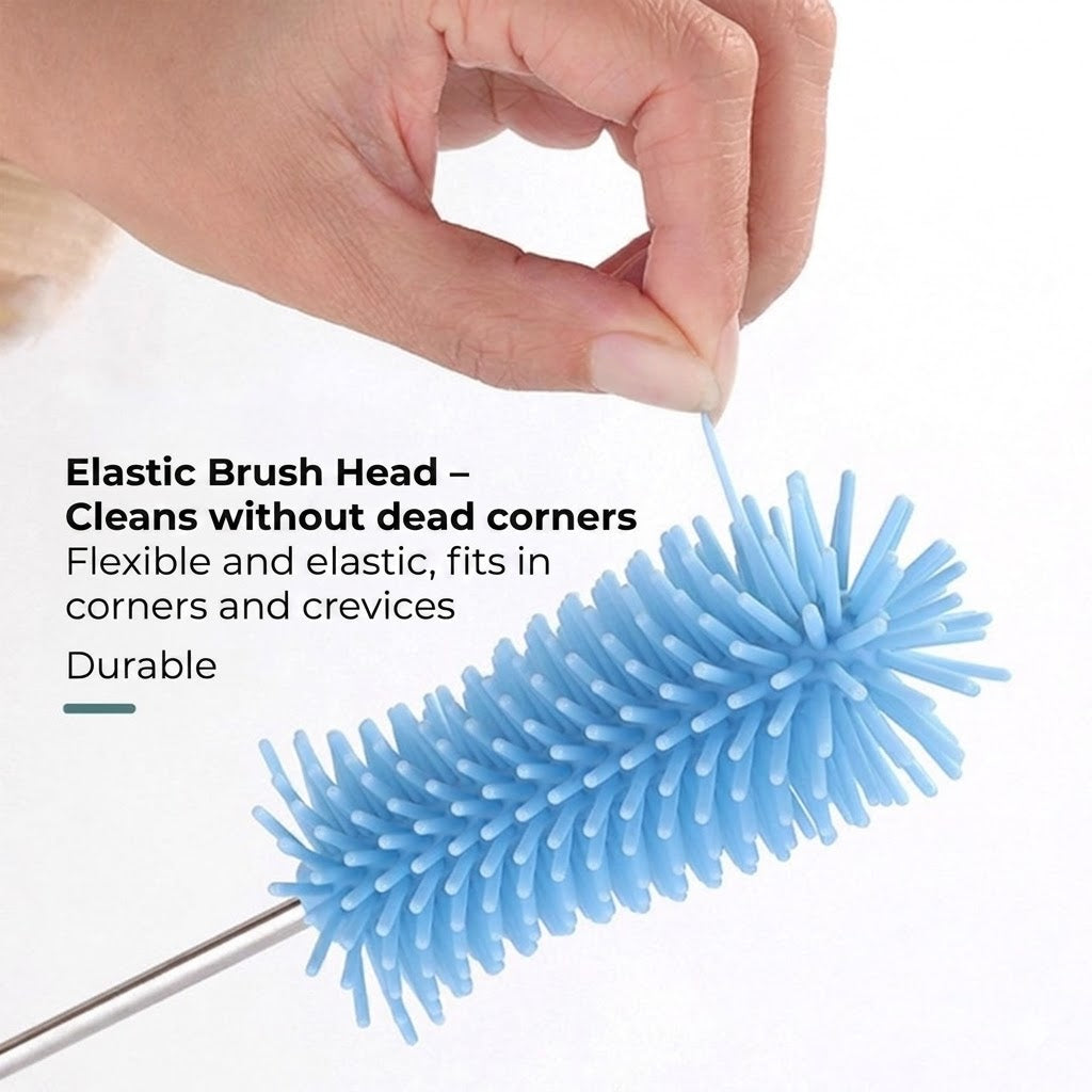 Rotating Silicone Bottle Brush - 360 Degree Cleaning - For Baby Bottles, Glasses & Water Bottles - Hygienic