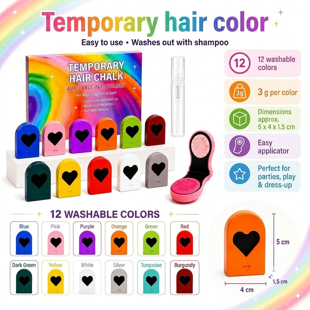 ColorPop Hair Chalk – 12 Washable Colors