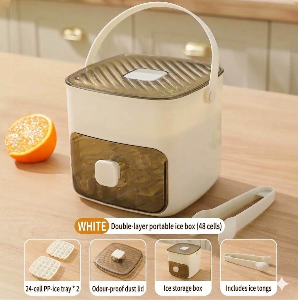 Silicone Ice Cube Mold with Lid – Push-Button Ice Cup with Carrying Handle