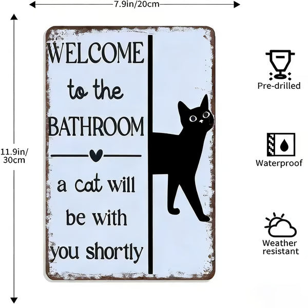 Retro Black and White Wall Decor - Highland Cow & Cat