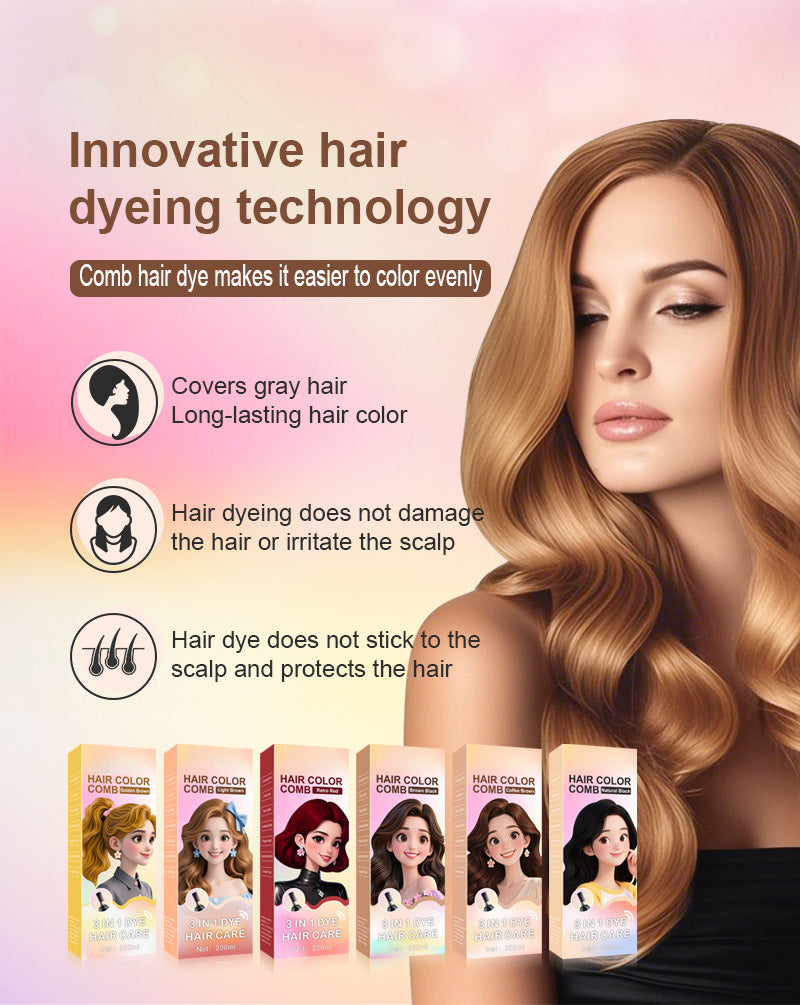 Plant-Based Hair Dye with Built-In Comb