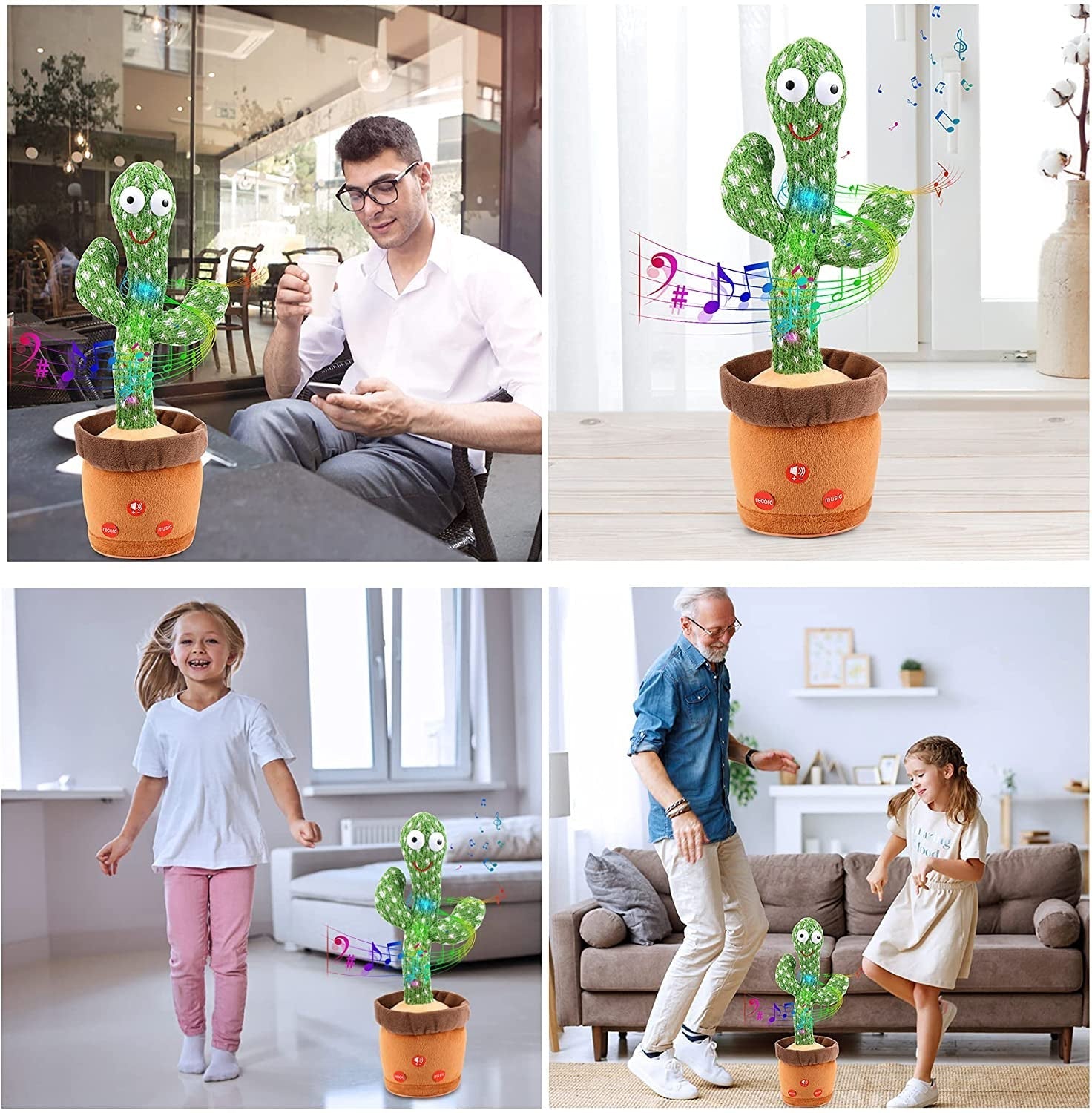 Dancing & Talking Cactus – Interactive Baby Toy that Mimics You (With Music & LED Lights)