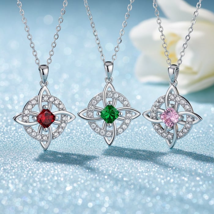 Mystical Witch's Knot Necklace with Birthstone