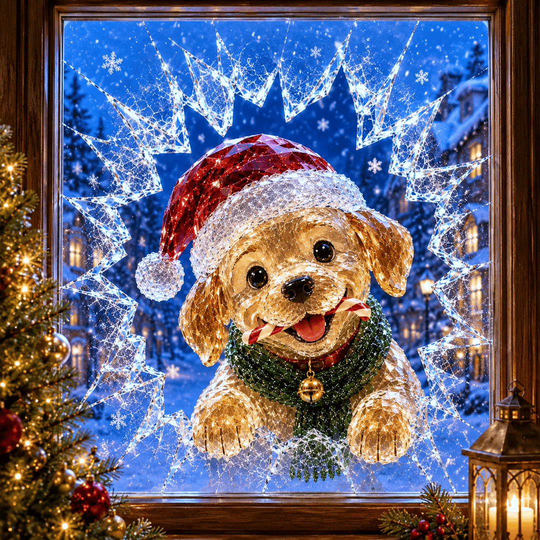 3D Christmas Broken Glass Effect Window Sticker