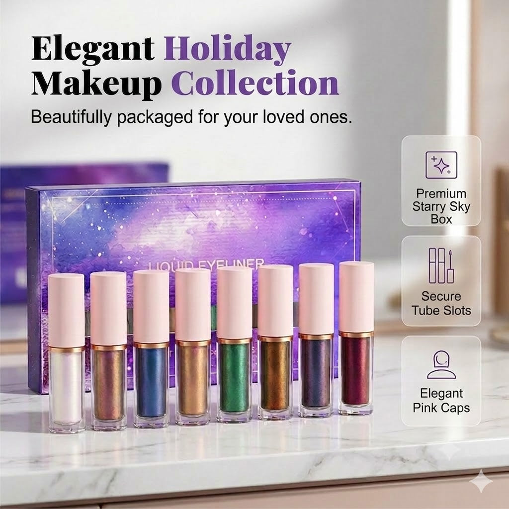✨ 8-Piece Glitter Liquid Eyeliner Set