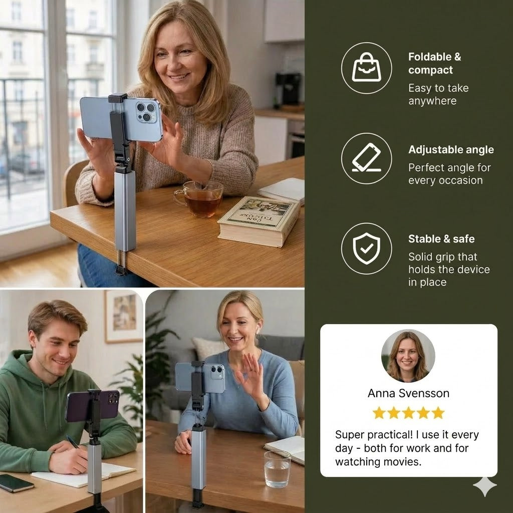 Portable Phone Stand – Foldable and Adjustable Stand for Travel
