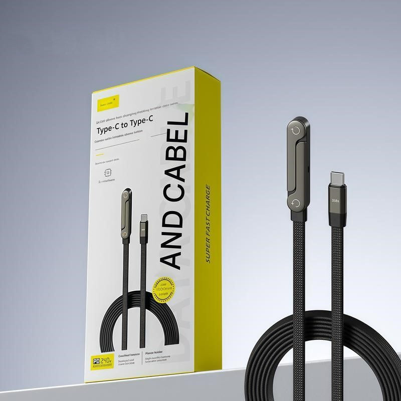 2-in-1 Type-C Charging Cable with Invisible Stand - 240W Super Fast Charging