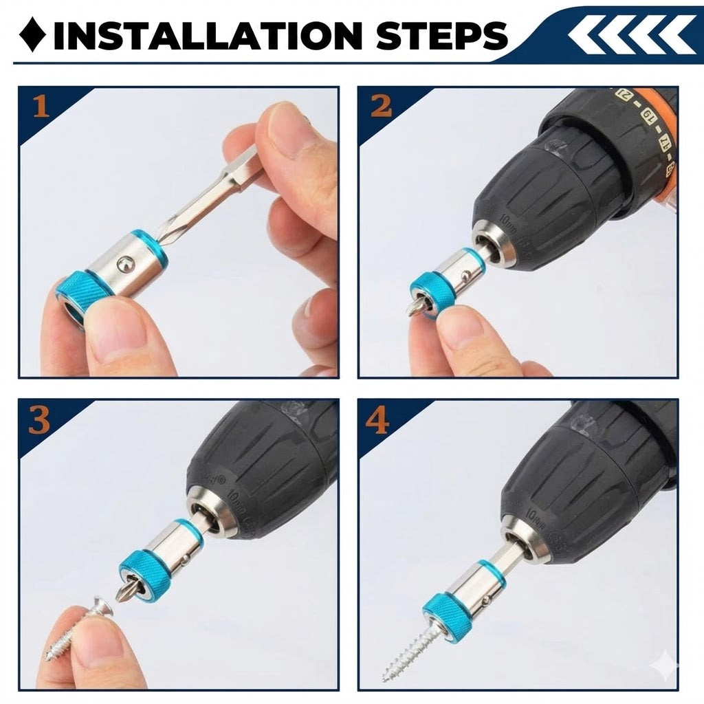 Universal Magnetic Ring for Screwdriver Bits – Set of 3 pieces