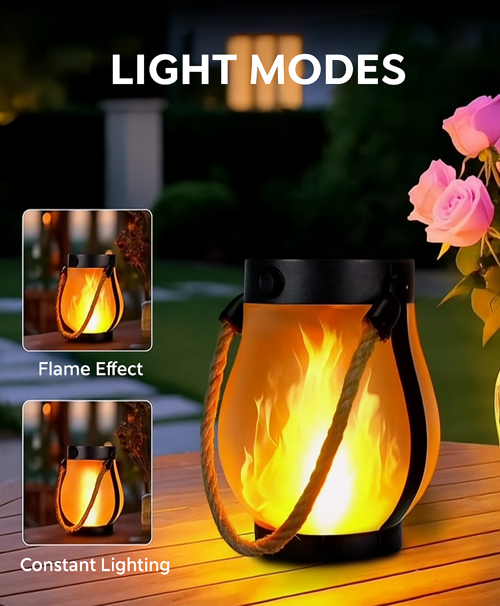 Solar Lantern with Flame Effect