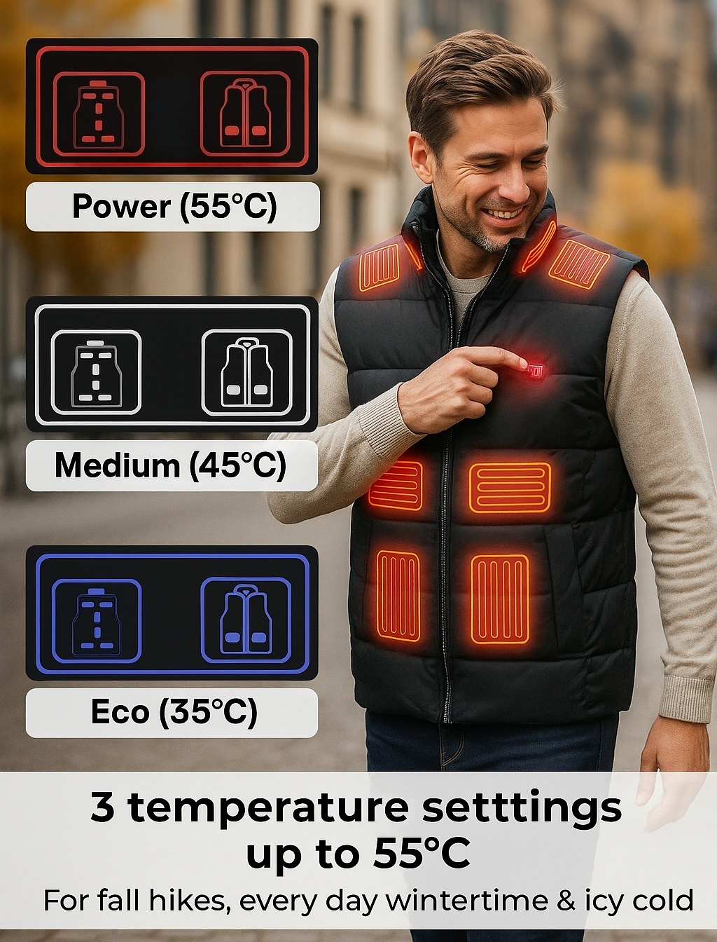 Rechargeable Heated Vest (with USB)