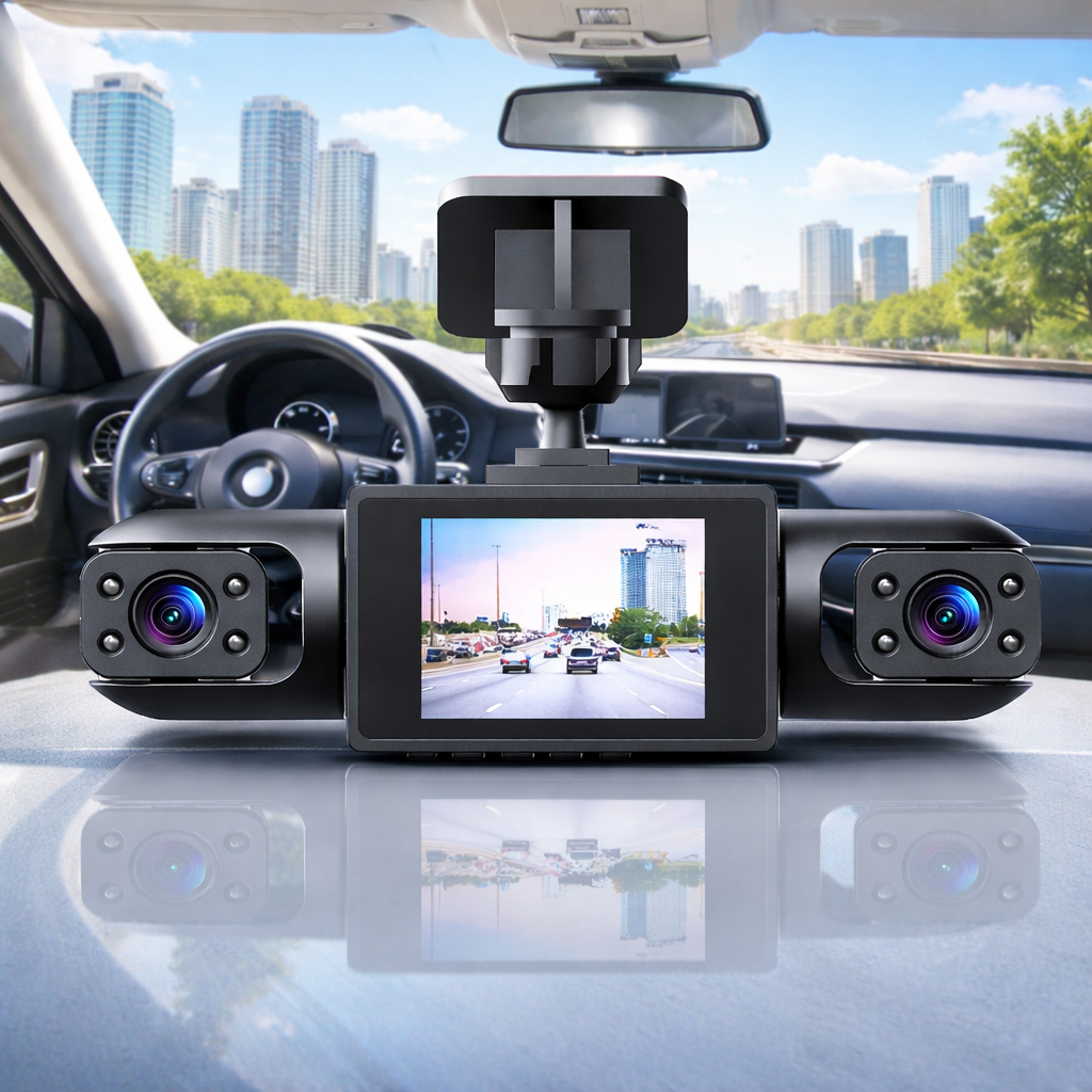 Professional 360° Dashcam - 4 Lenses for Full Coverage - Full HD Night Vision & Loop Recording
