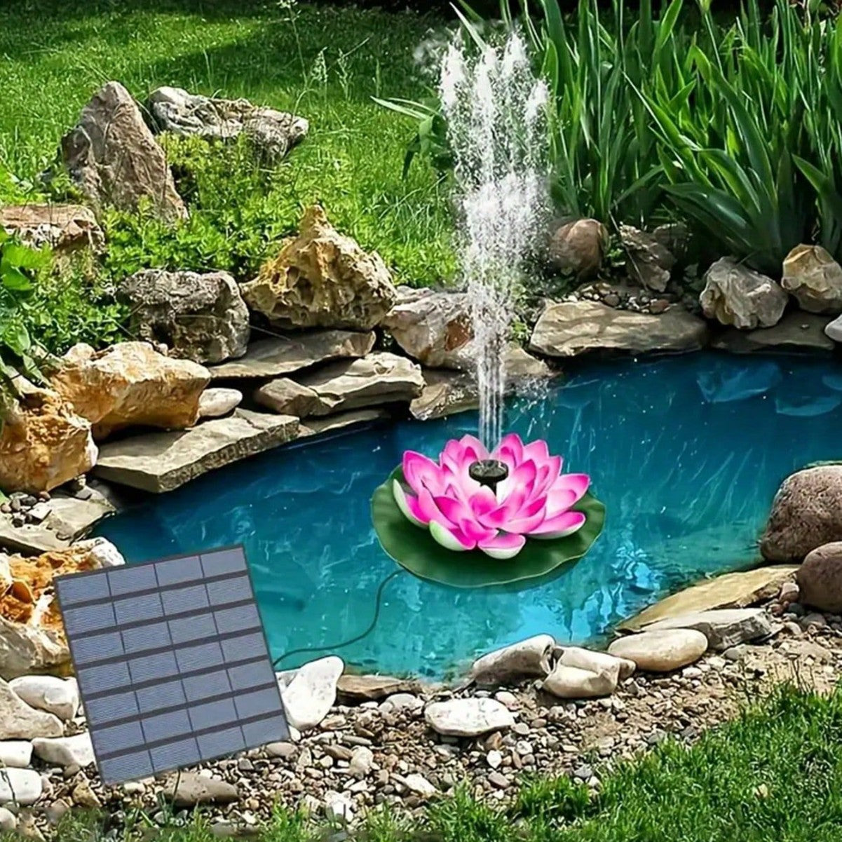 Solar Lotus Fountain – Floating Garden Fountain for Pools and Ponds