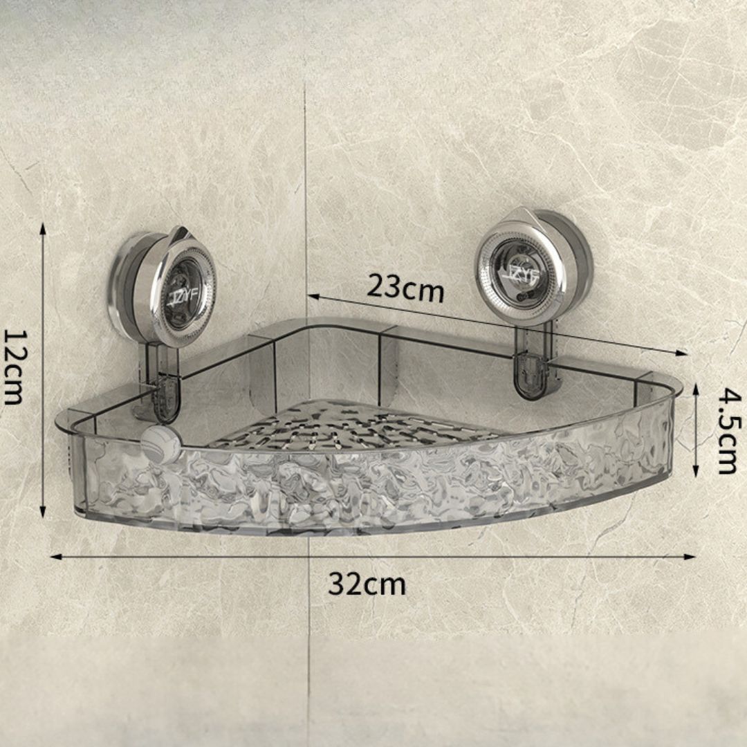 Bathroom Corner Shelf with Suction Cups – No-Drilling Storage Organizer