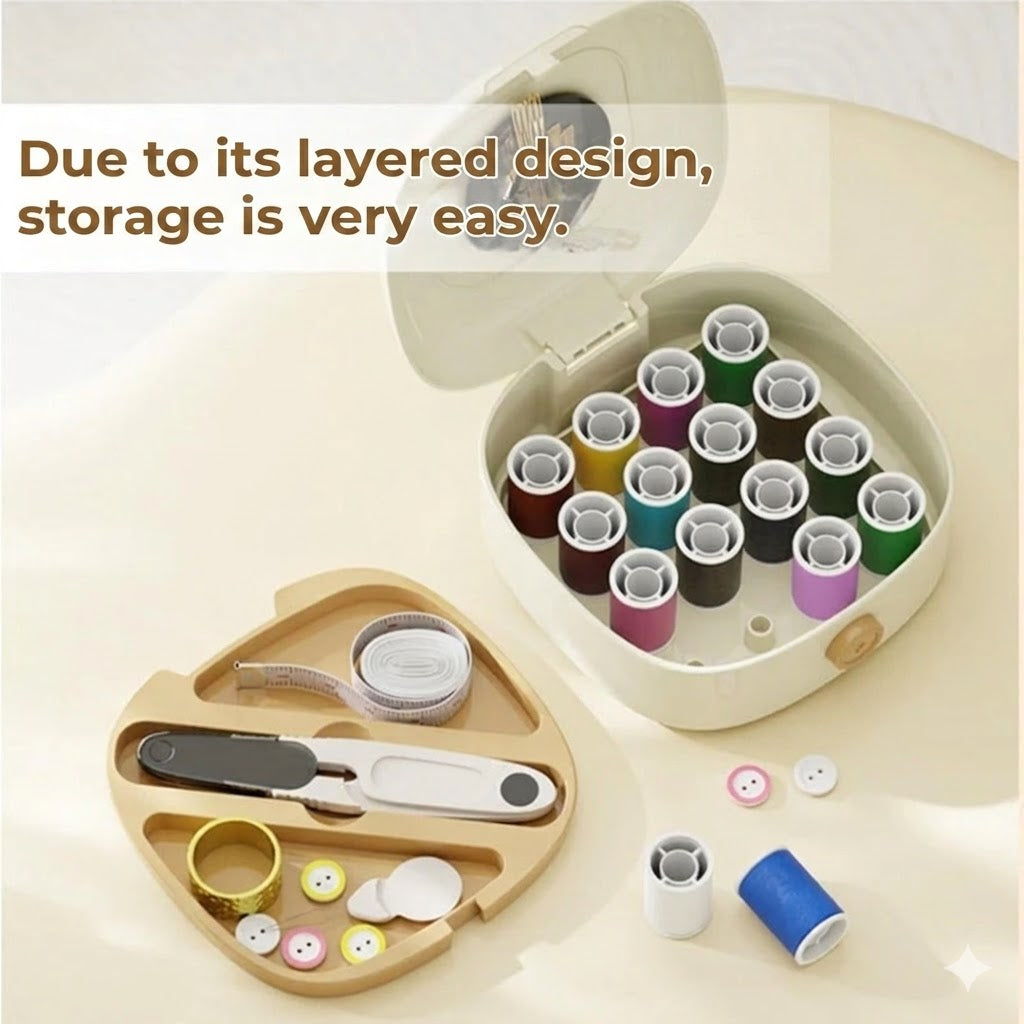 Double-Layer Magnetic Sewing Kit – Luxury Sewing Box with Thread and Needles
