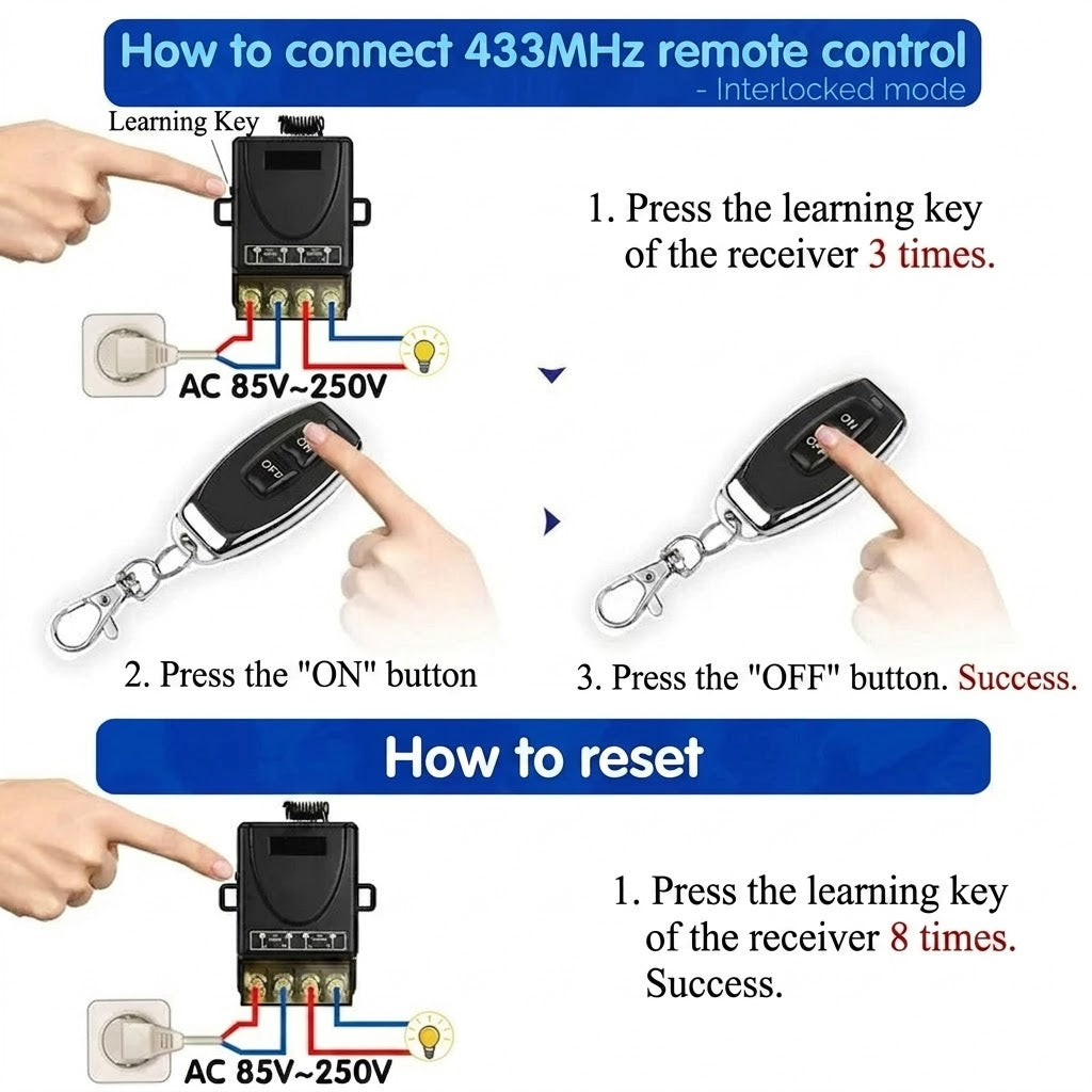 💥Wireless Remote Control and Receiver Set - Universal - Plug & Play - No Cables⚡ Needed