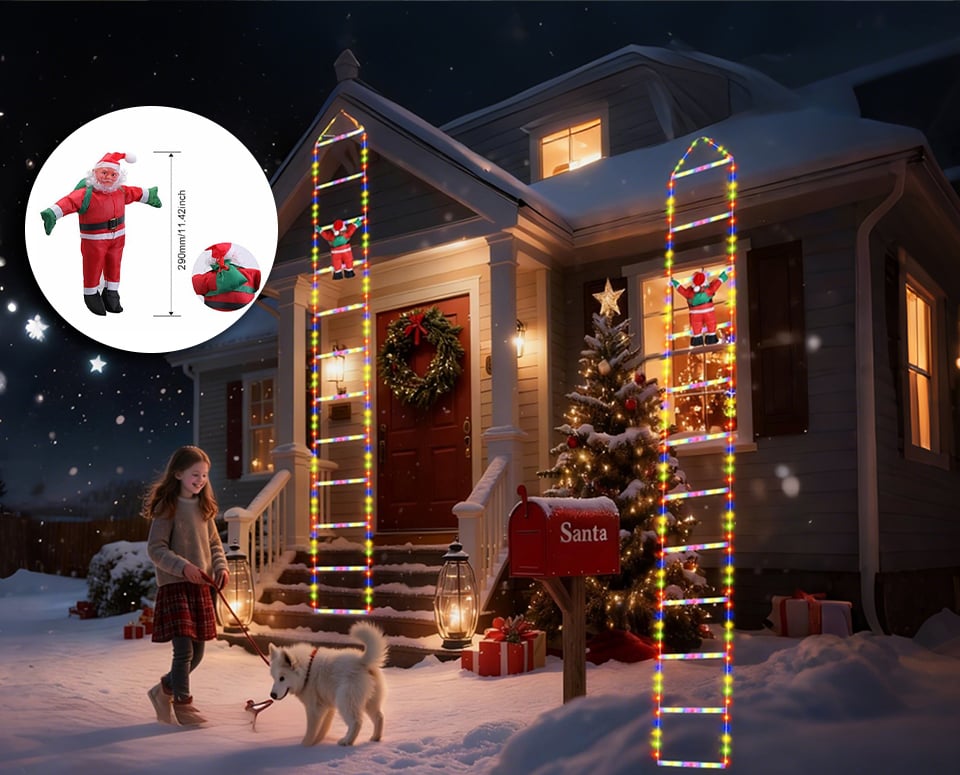 Climbing Santa with LED Lights
