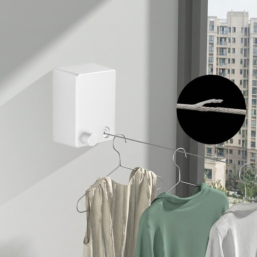 Invisible Clothesline – Retractable Steel Drying Rack, No Drilling, Flexible Drying