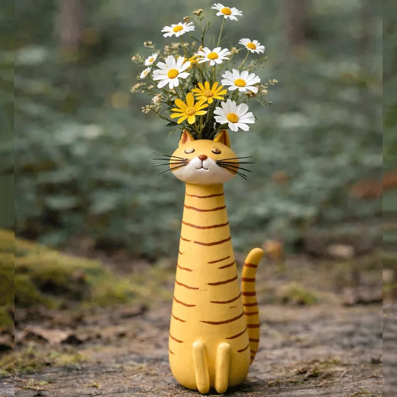 π» Handmade Ceramic Cat Vase - Unique & Original Design - Decorative Flower Vase for Cat Lovers