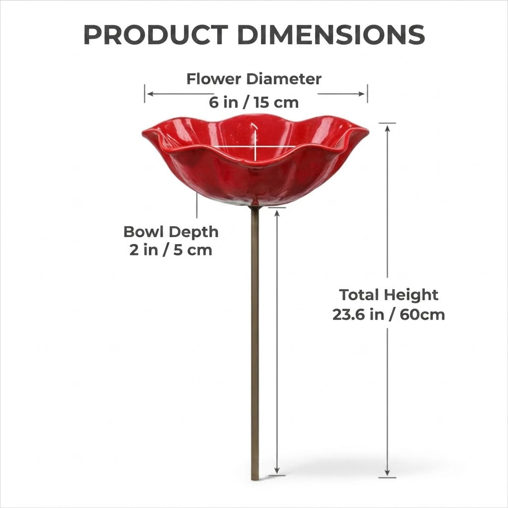Handmade Bird Bath in Flower Seed Shape – Unique Garden Decoration and Bird Drinking Bowl