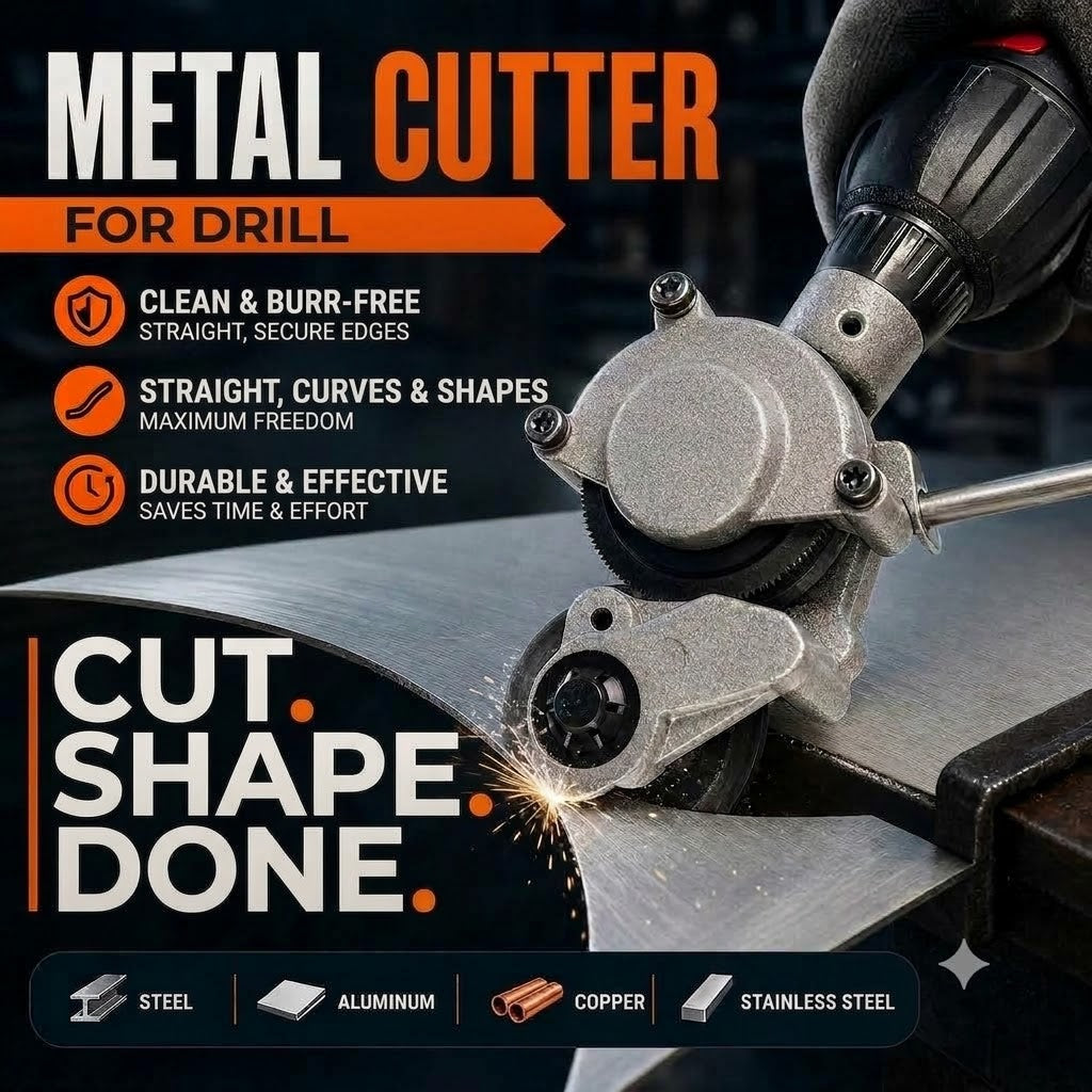 Drill Sheet Metal Cutter Attachment – Electric Metal Shears and Plate Nibbler