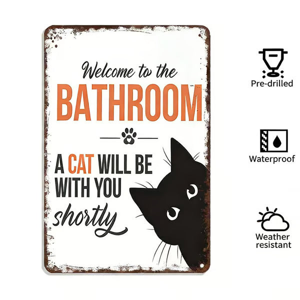 Retro Black and White Wall Decor - Highland Cow & Cat