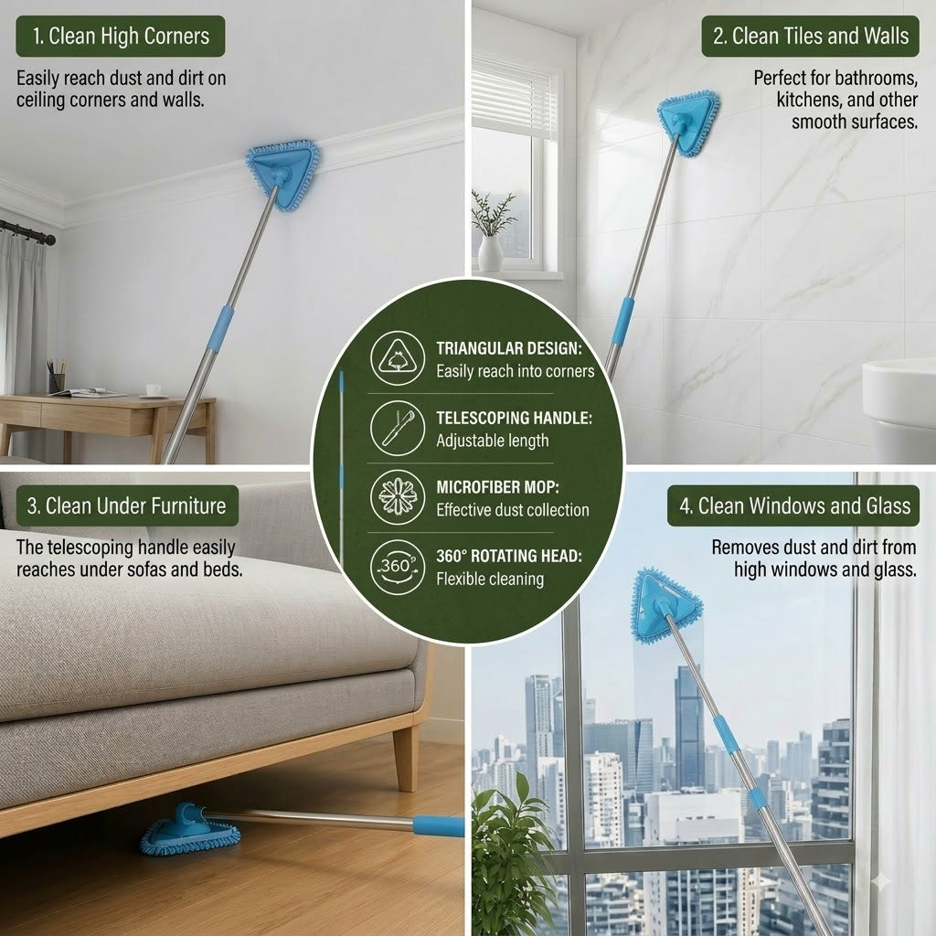 🔥 Limited Time: 50% OFF❗️❗️ Triangular Extendable Wall Cleaning Mop for Hard-to-Reach Corners