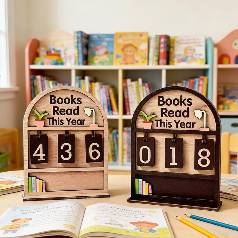 Wooden Book Counter & Reading Tracker - For Reading Challenge (Up to 999)