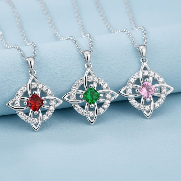 Mystical Witch's Knot Necklace with Birthstone