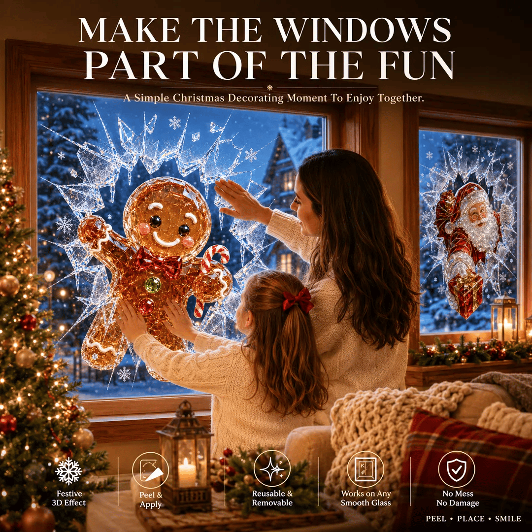 3D Christmas Broken Glass Effect Window Sticker