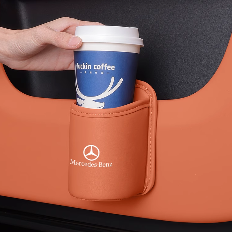 Leather Coffee to Go Holder - Portable Cup Holder with Clip