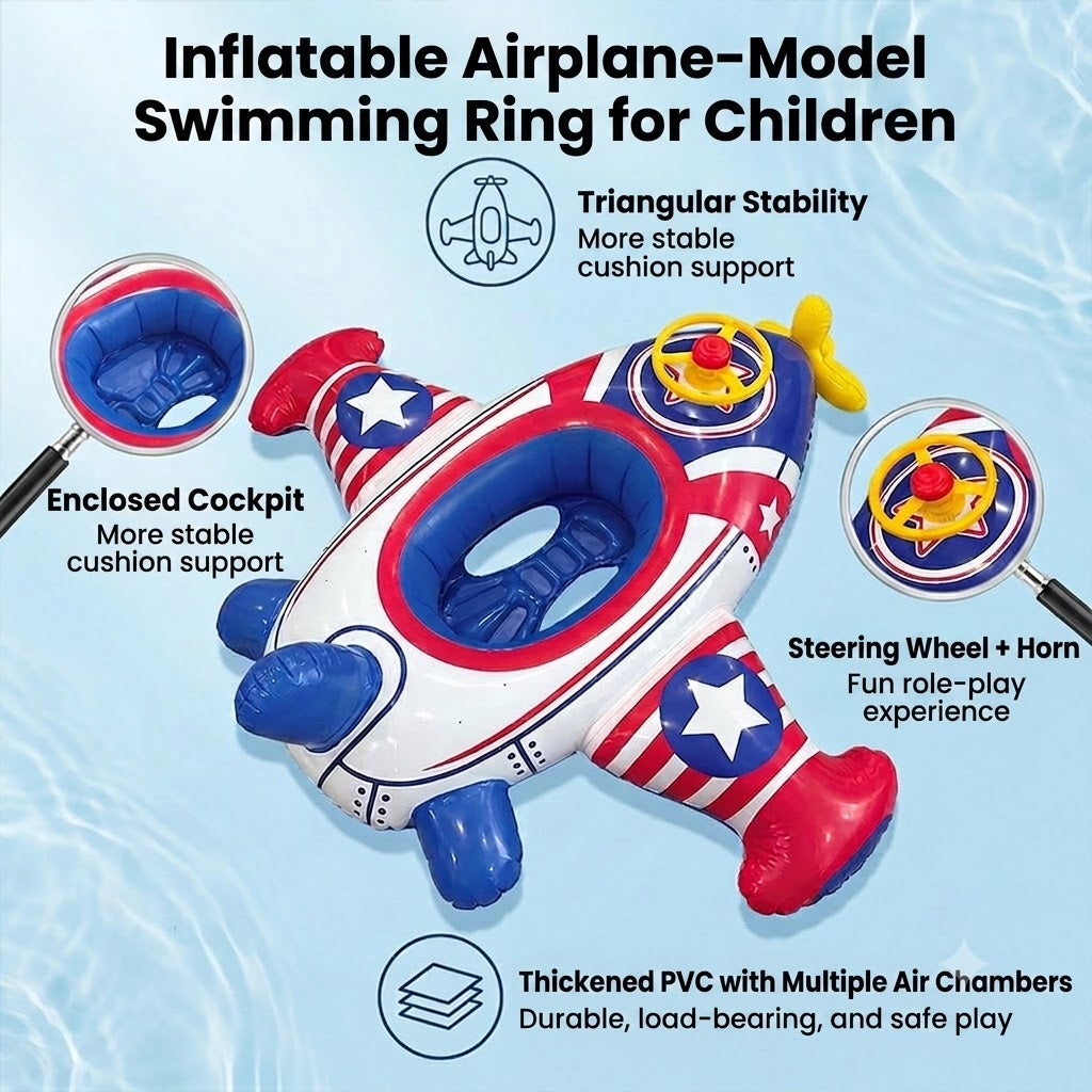 Inflatable Airplane-Shaped Swim Ring for Children
