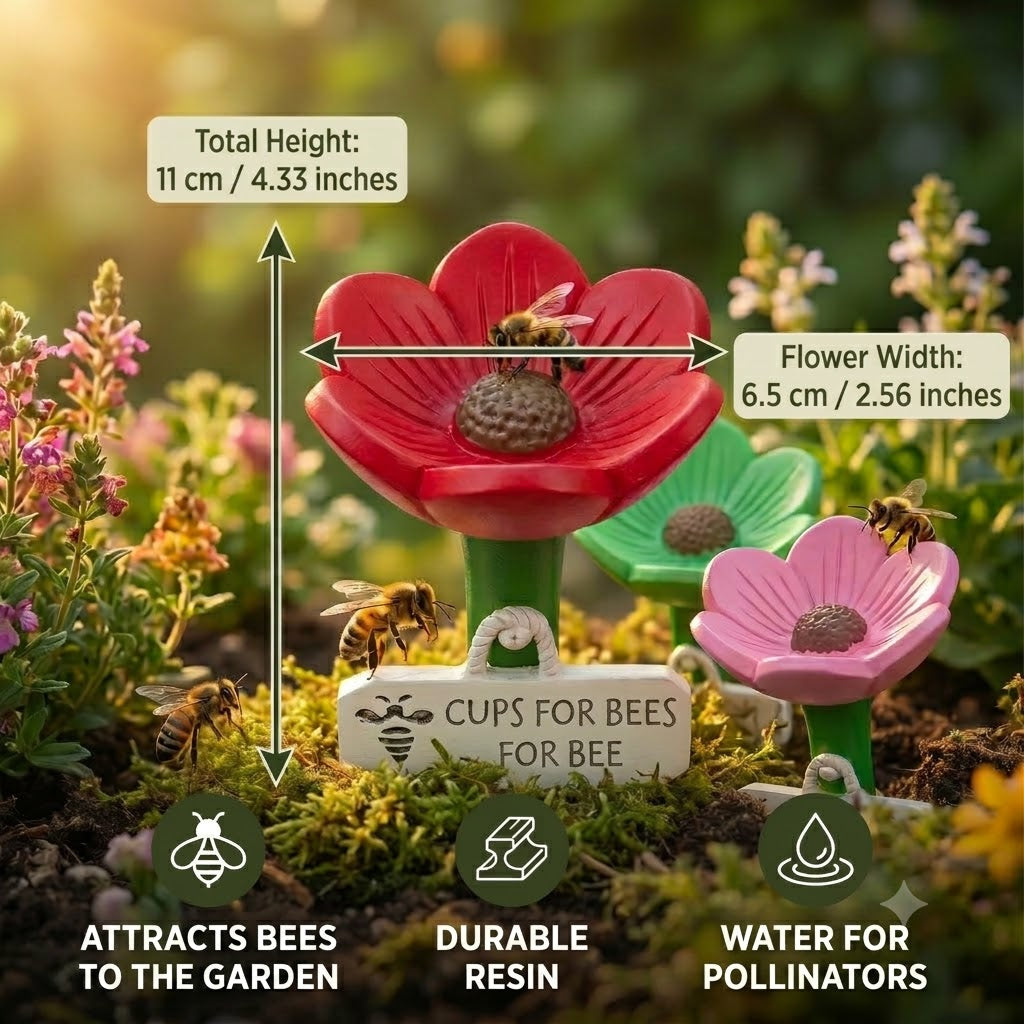 Flower-Shaped Bee Waterer – Colorful Garden Water Dispenser