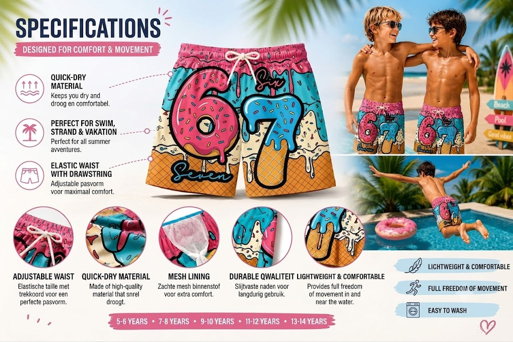 🍦Ice Cream and Donuts Print Shorts / Shorts with Ice Cream and Donut Pattern🍩