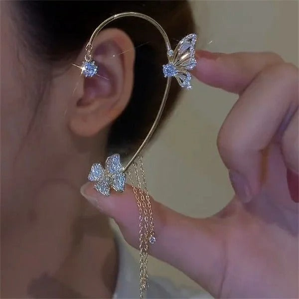Simple Clip-On Earrings with Butterflies, Floral Motifs & Tassels – Elegant, Comfortable, No Piercing Required