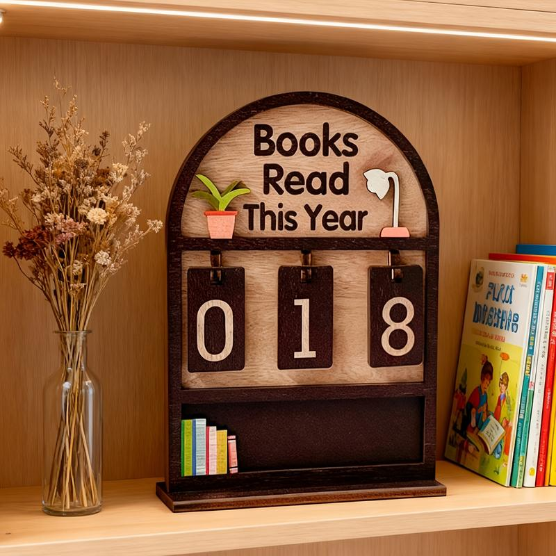 Wooden Book Counter & Reading Tracker - For Reading Challenge (Up to 999)