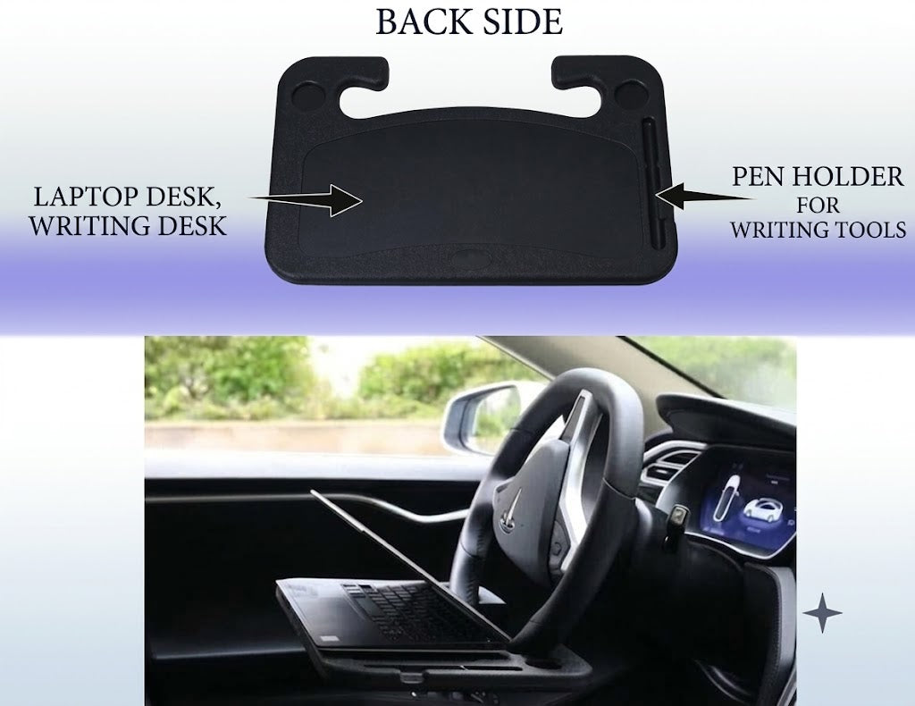 Double-Sided Car Steering Wheel Desk – Laptop Tray Table