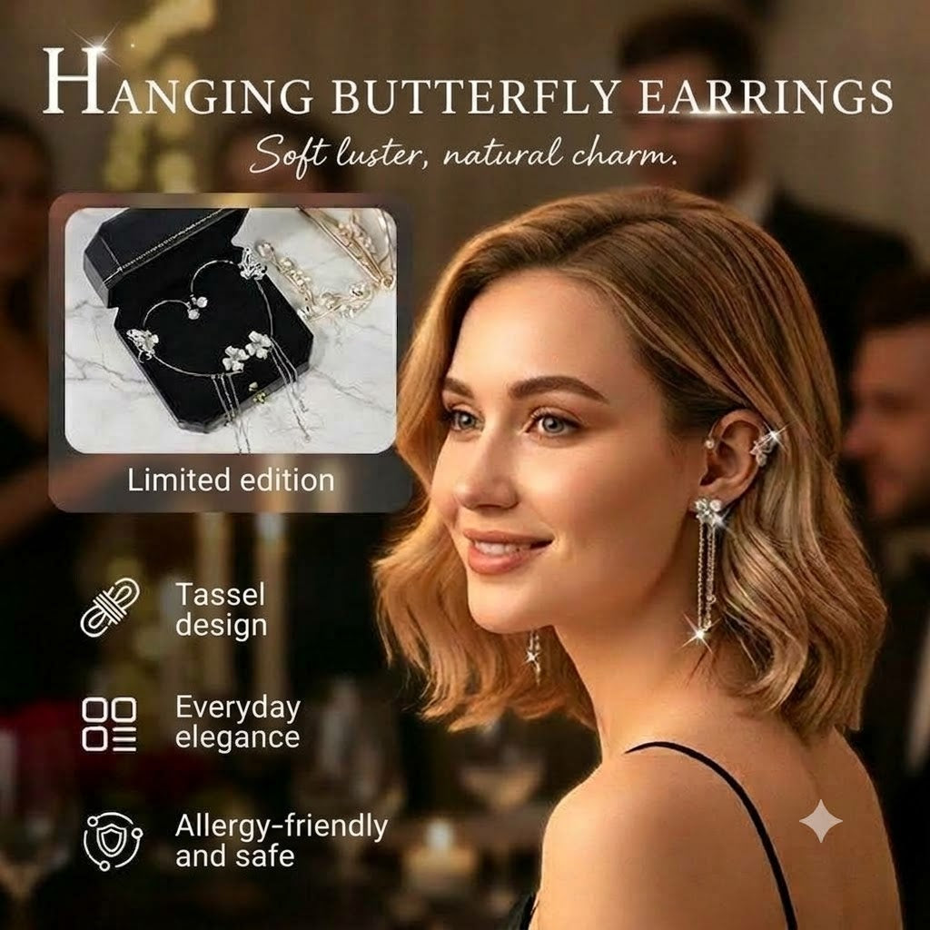 Simple Clip-On Earrings with Butterflies, Floral Motifs & Tassels – Elegant, Comfortable, No Piercing Required