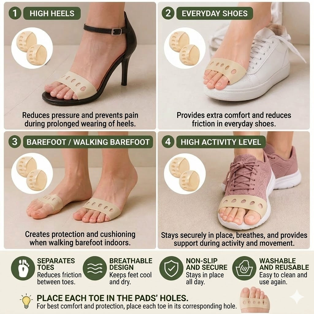 Women's Toe Socks (4 Pairs) – Anti-Slip Half Socks for Pumps and Heels – Breathable