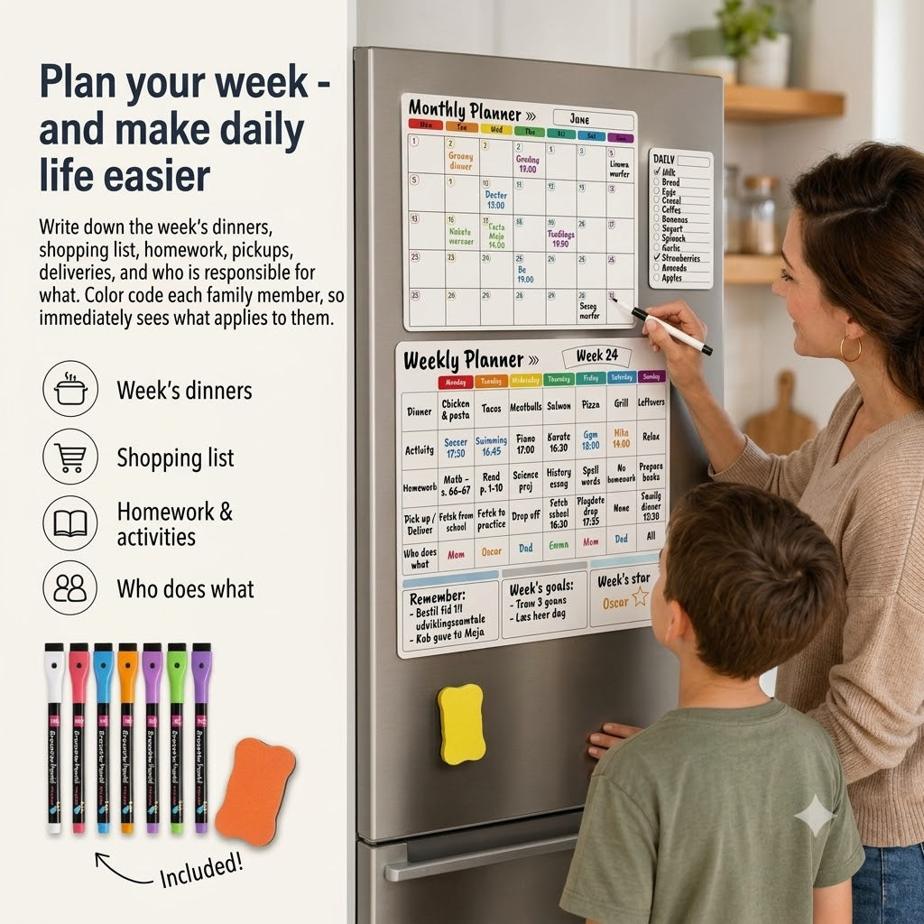 Magnetic Family Planner – Monthly, Weekly, and Daily Schedule