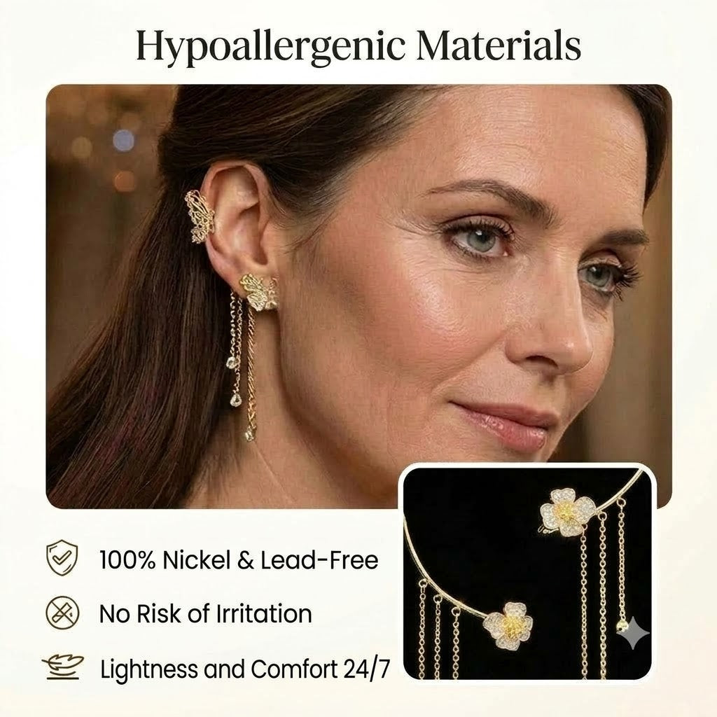 Simple Clip-On Earrings with Butterflies, Floral Motifs & Tassels – Elegant, Comfortable, No Piercing Required