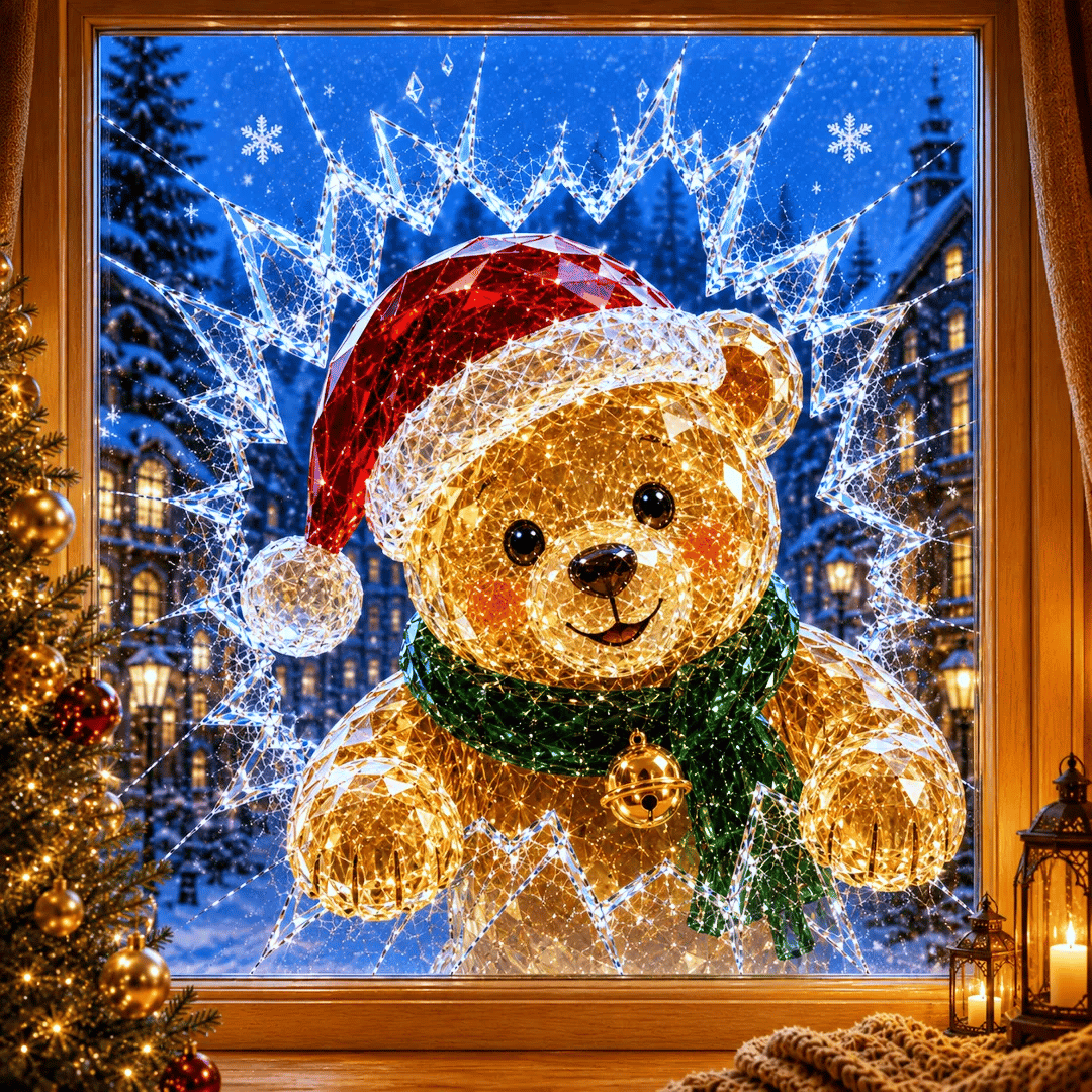 3D Christmas Broken Glass Effect Window Sticker