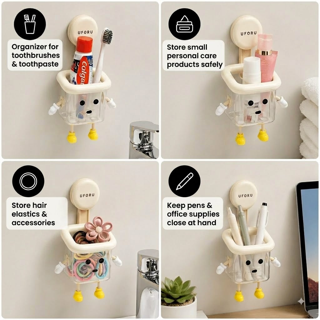 Cute Wall-Mounted Suction Cup Toothbrush Holder – Perfect for the Bathroom