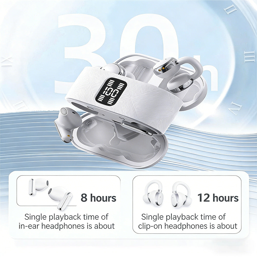 2-in-1 Wireless Bluetooth Headphones with Ear Hooks and Earbuds – 30 Hours Playtime