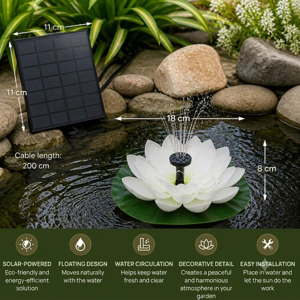 Solar Lotus Fountain – Floating Garden Fountain for Pools and Ponds