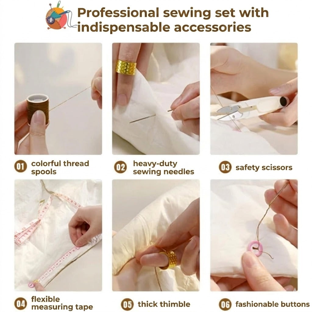 Double-Layer Magnetic Sewing Kit – Luxury Sewing Box with Thread and Needles