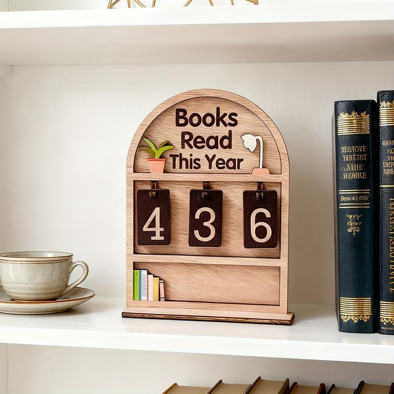 Wooden Book Counter & Reading Tracker - For Reading Challenge (Up to 999)