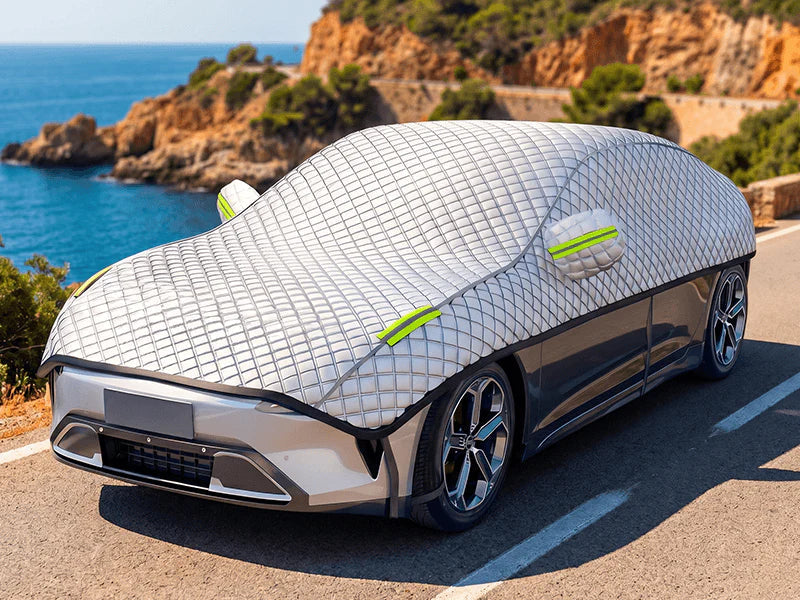 Thick Half Car Cover for Sun and Snow Protection – Frost and UV Resistant Car Garage