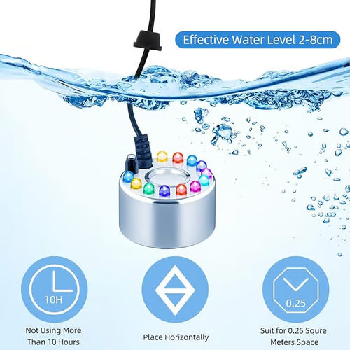 12 LED Ultrasonic Mist Maker – Creates Cool Fog and Colorful Light