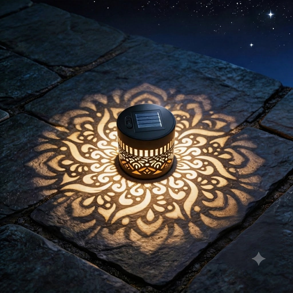 Colorful Solar Mandala Garden Light – Waterproof LED Wall Lamp with Projection Effect for Outdoors